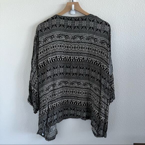 American Eagle Open From Kimono Sweater Multi Print Boho Festival Oversized XS - Picture 6 of 9